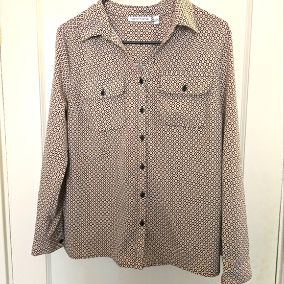 Notations Tops - Notations Black and Cream Button Down Shirt Size S